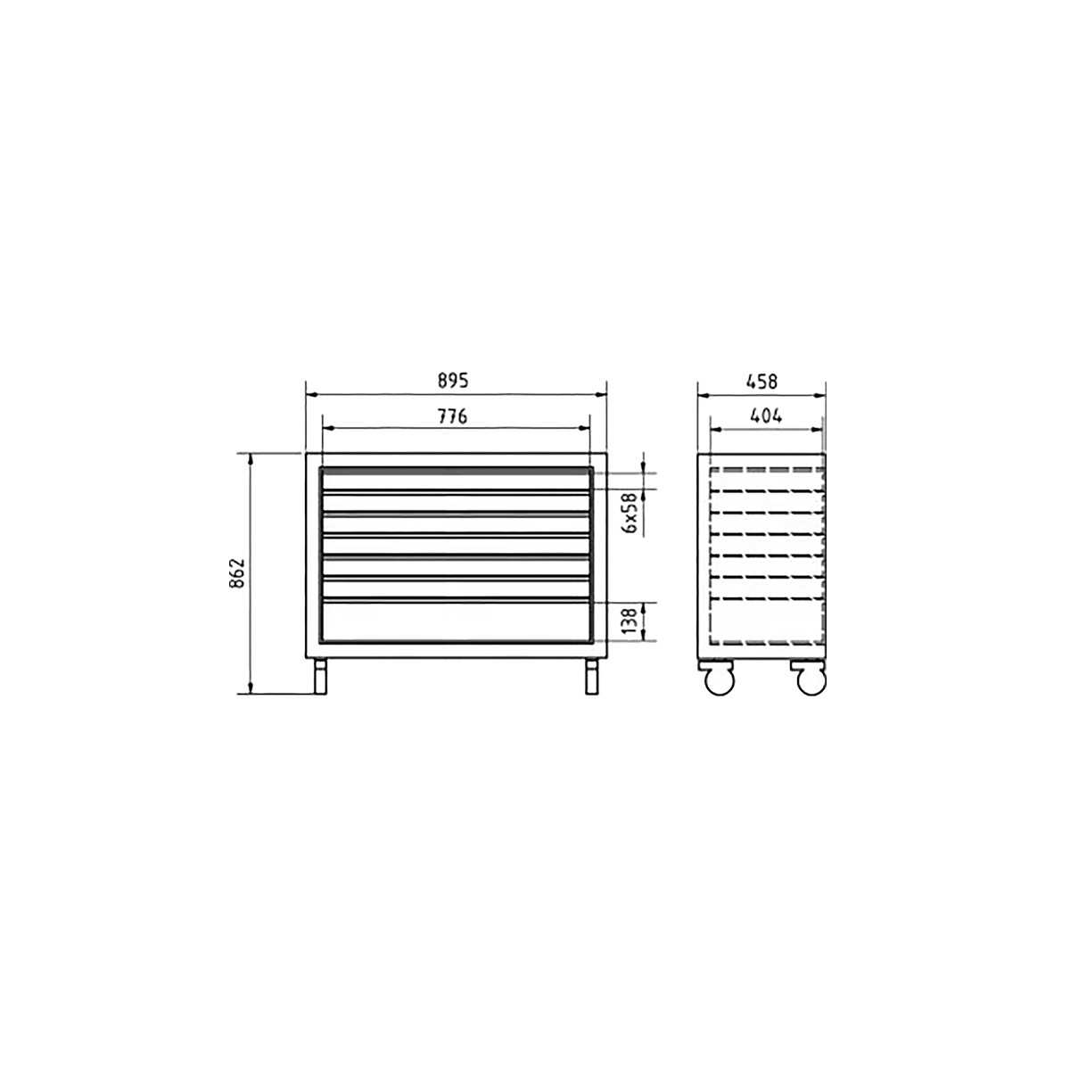 Servante longue 90cm - 7 tiroirs (roulettes) Servante longue 90cm - 7 tiroirs (roulettes)