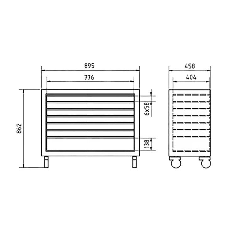 Servante longue 90cm - 7 tiroirs (roulettes)