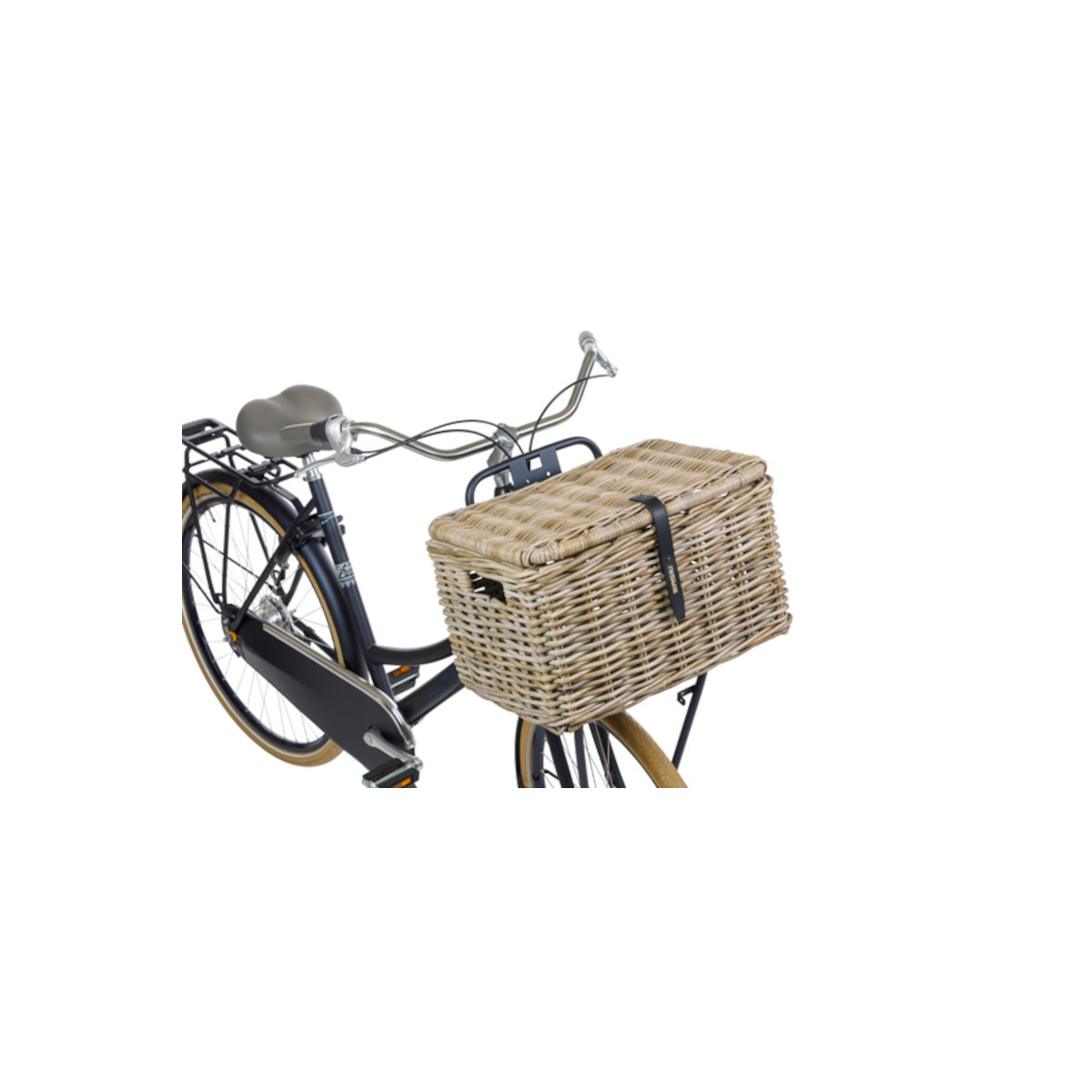 Basil Dax L, Panier de vélo avant avec couvercle, gris