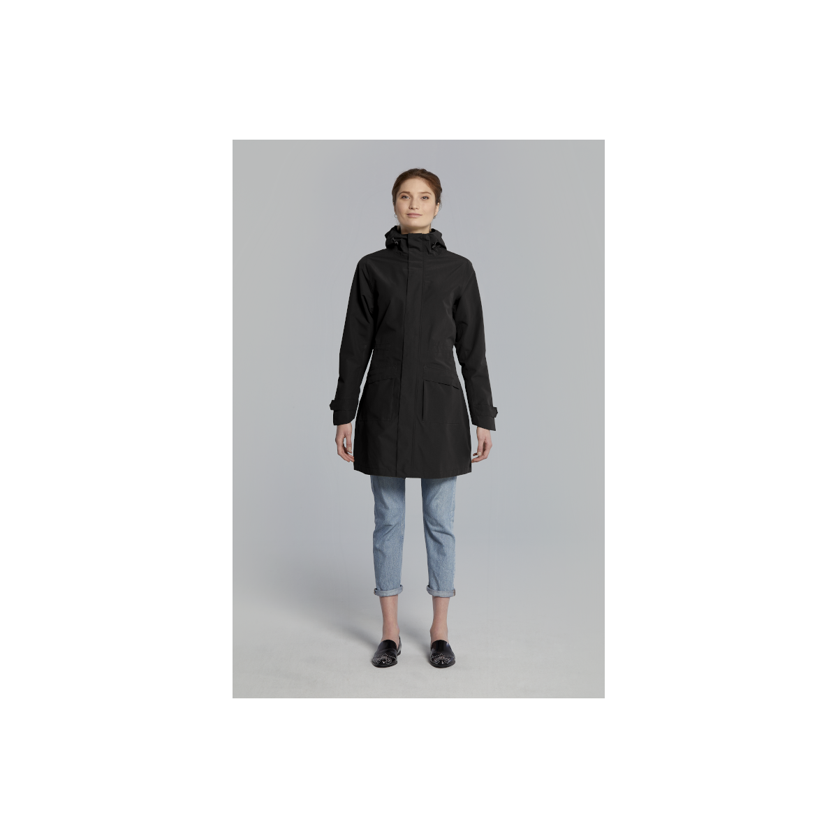 Basil Mosse veste de pluie Parka femmes, Noir S