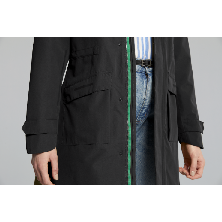 Basil Mosse veste de pluie Parka femmes, Noir S