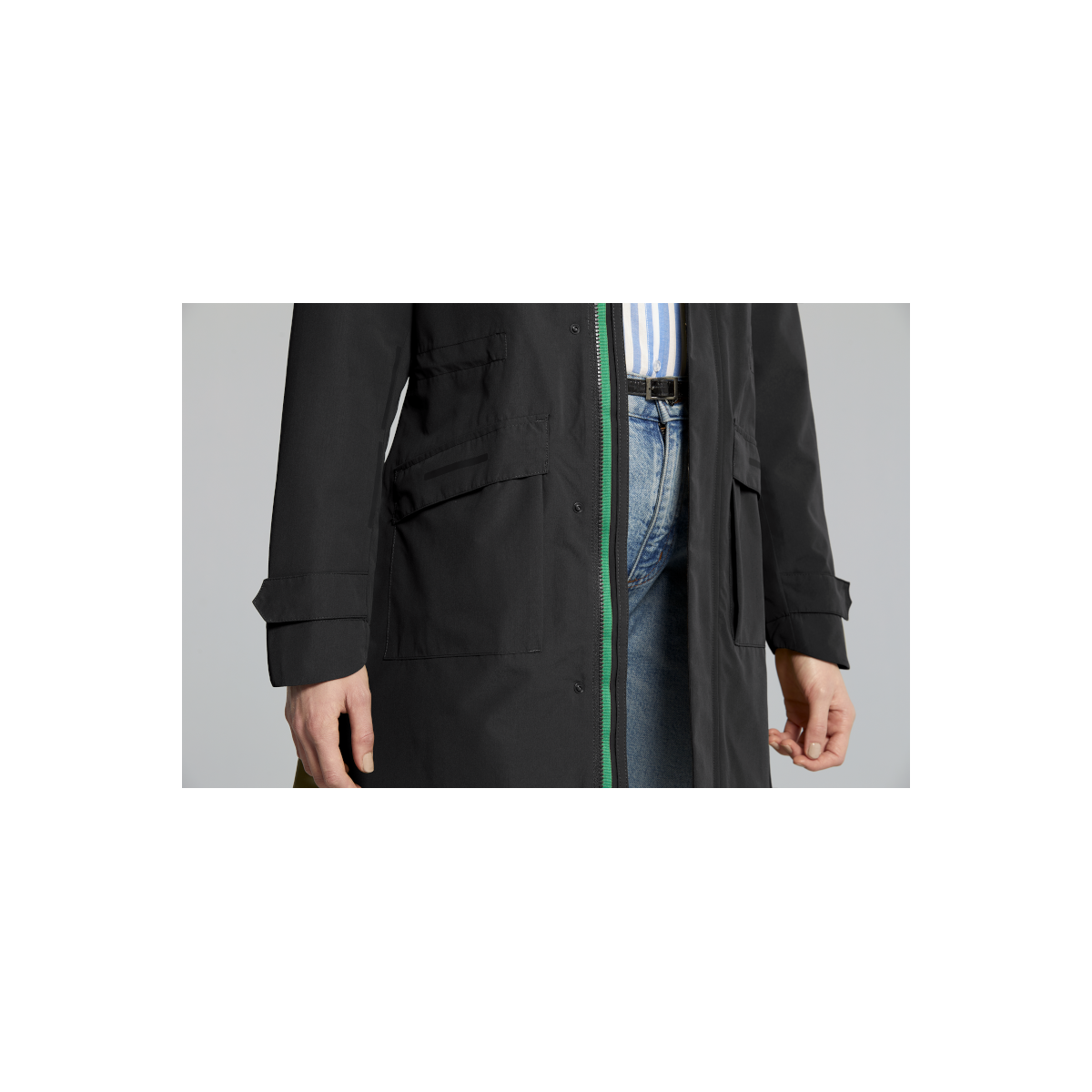 Basil Mosse veste de pluie Parka femmes, Noir M