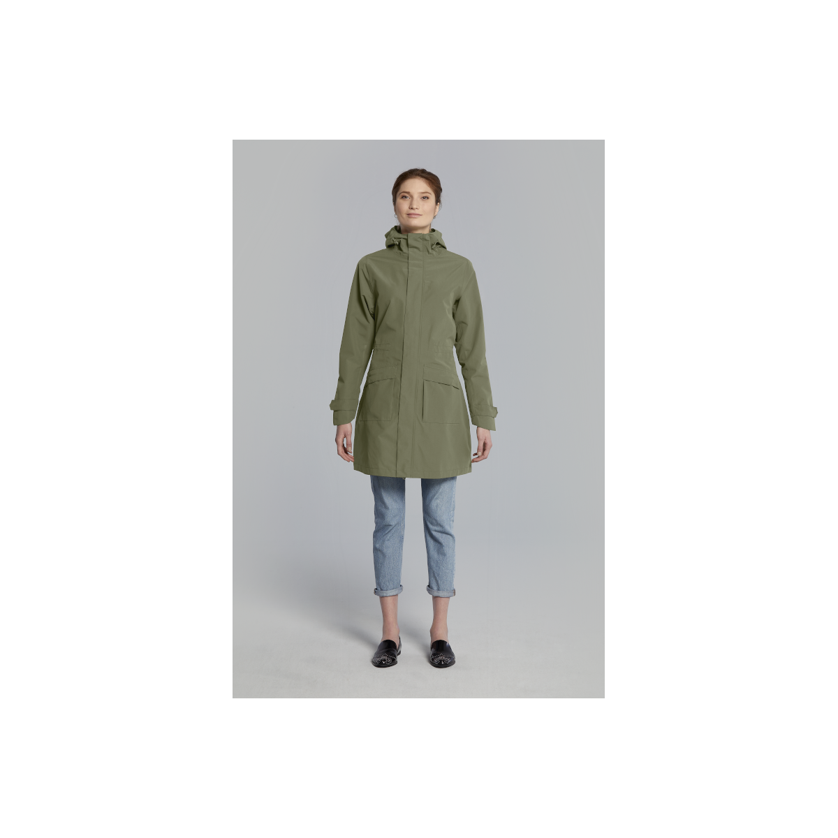 Basil Mosse veste de pluie Parka femmes, Vert olive XS