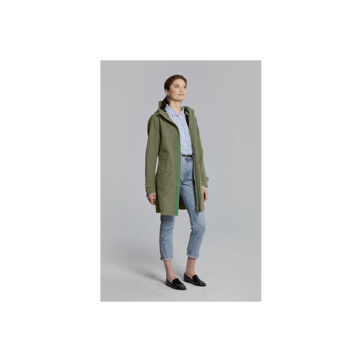 Basil Mosse veste de pluie Parka femmes, Vert olive S