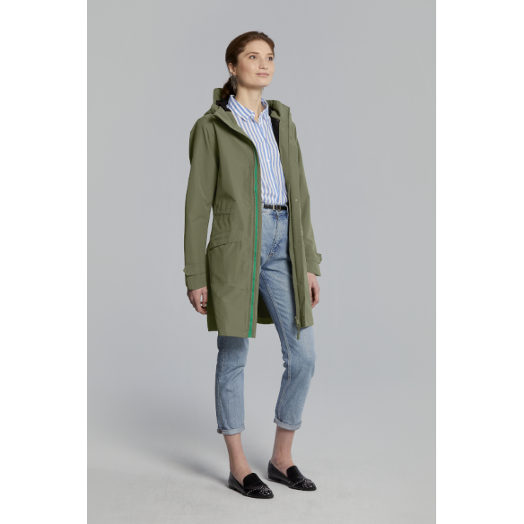 Basil Mosse veste de pluie Parka femmes, Vert olive S