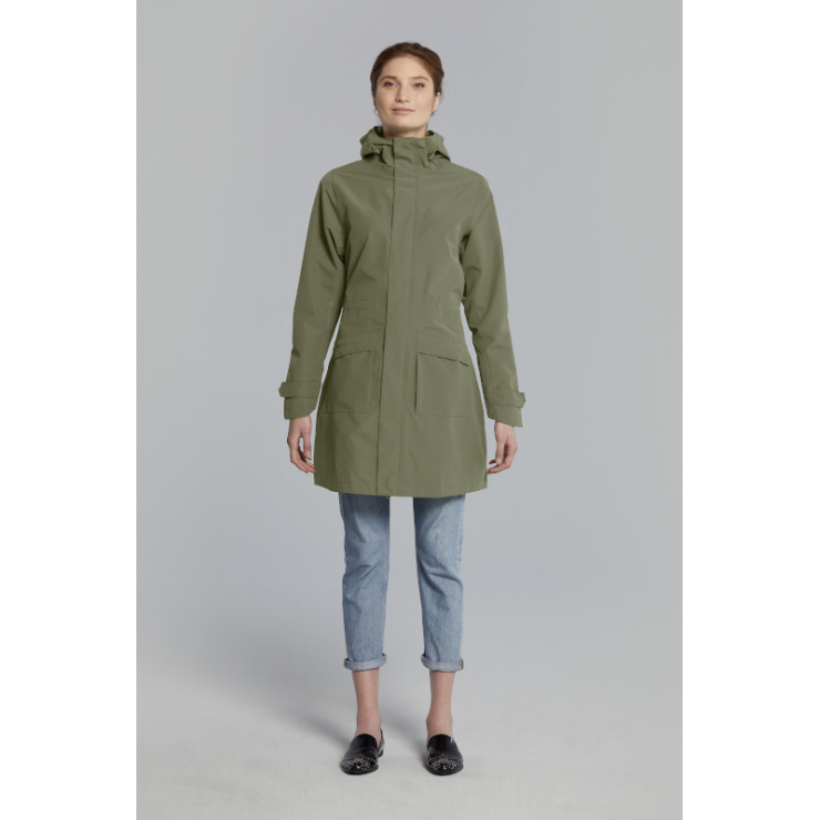 Basil Mosse veste de pluie Parka femmes, Vert olive M