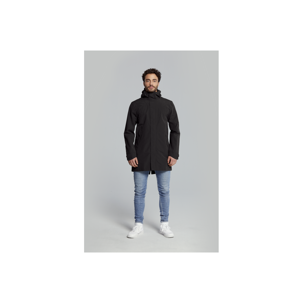 Basil Mosse veste de pluie Parka hommes, Noir S