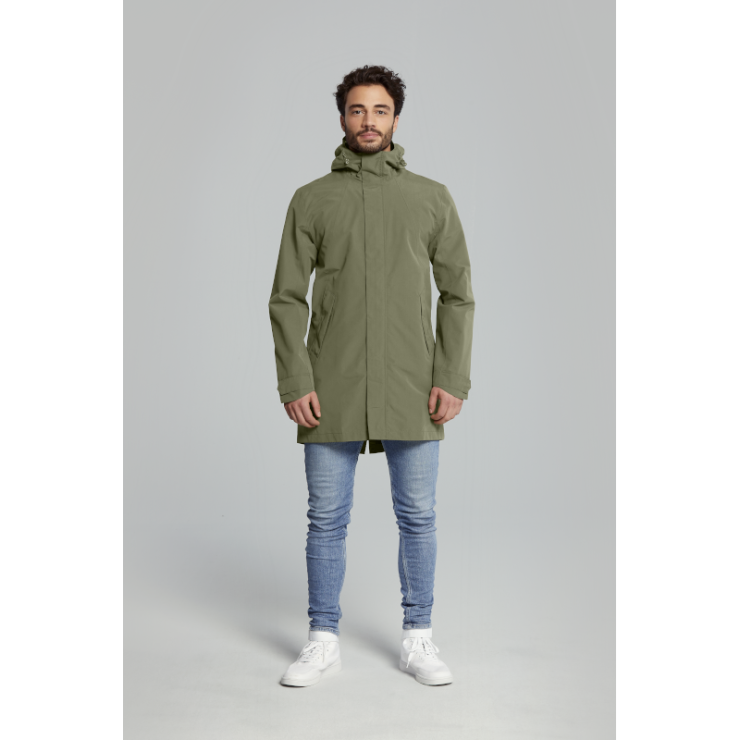 Basil Mosse veste de pluie Parka hommes, Vert olive S