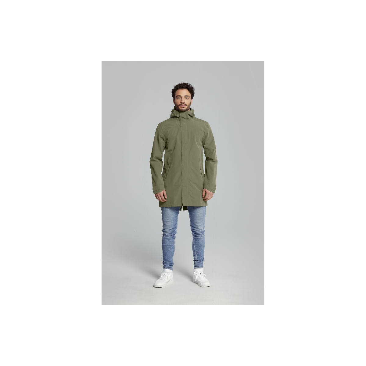 Basil Mosse veste de pluie Parka hommes, Vert olive M