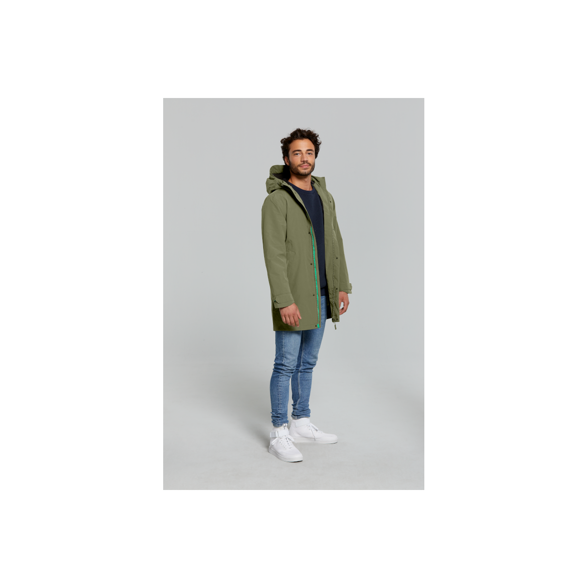 Basil Mosse veste de pluie Parka hommes, Vert olive M