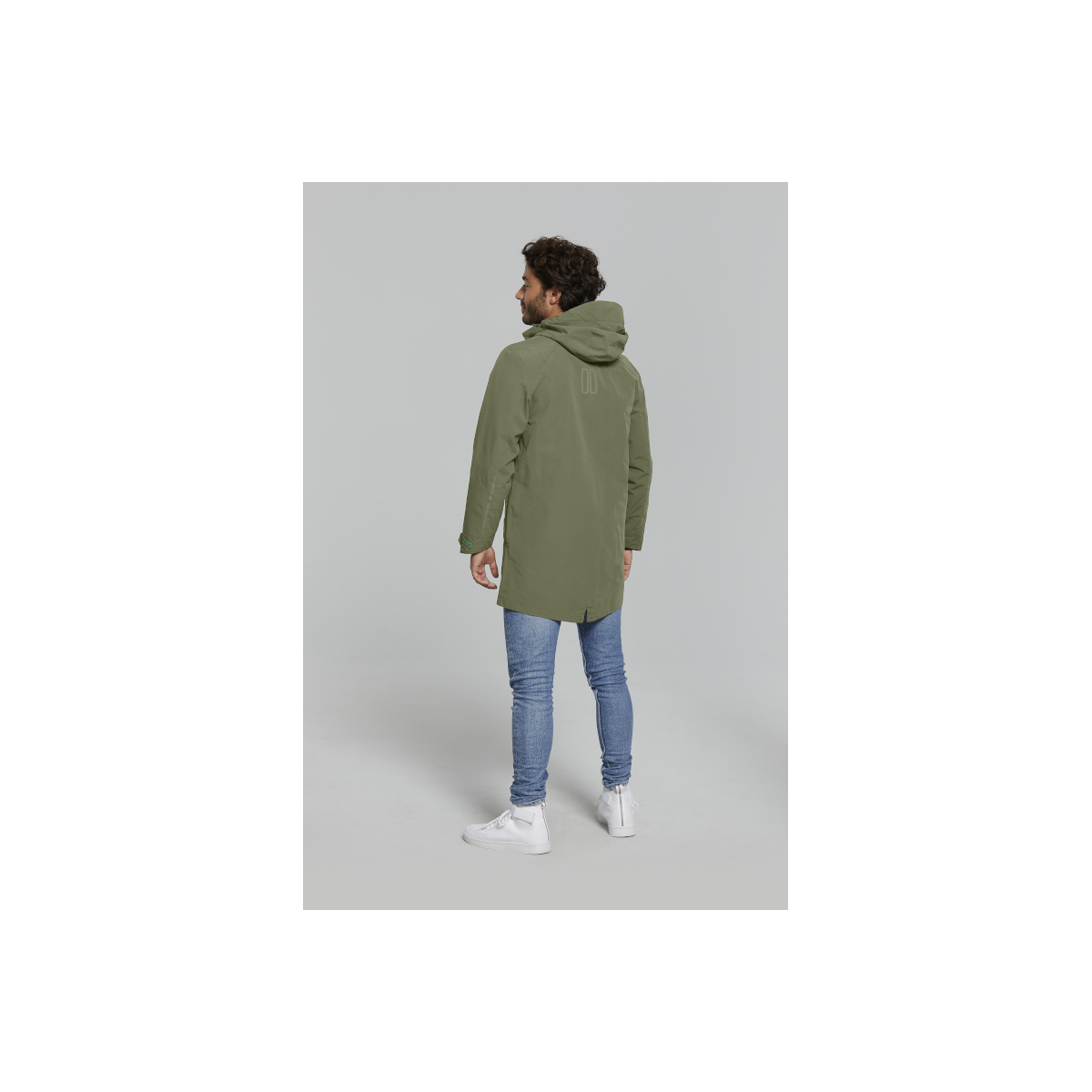 Basil Mosse veste de pluie Parka hommes, Vert olive L