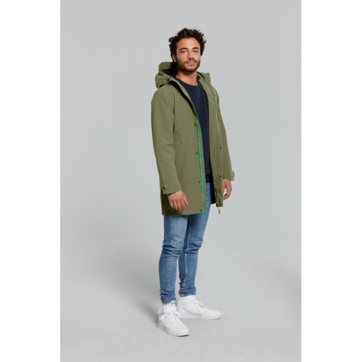 Basil Mosse veste de pluie Parka hommes, Vert olive XXXL