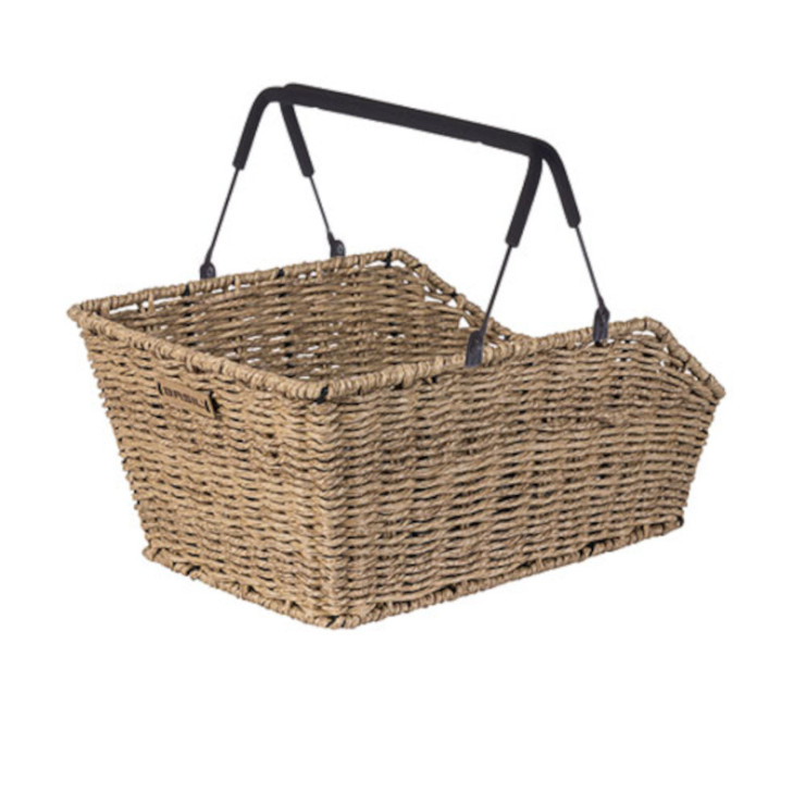 Basil Cento Rattan Look panier de vélo arrière MIK,seagrass