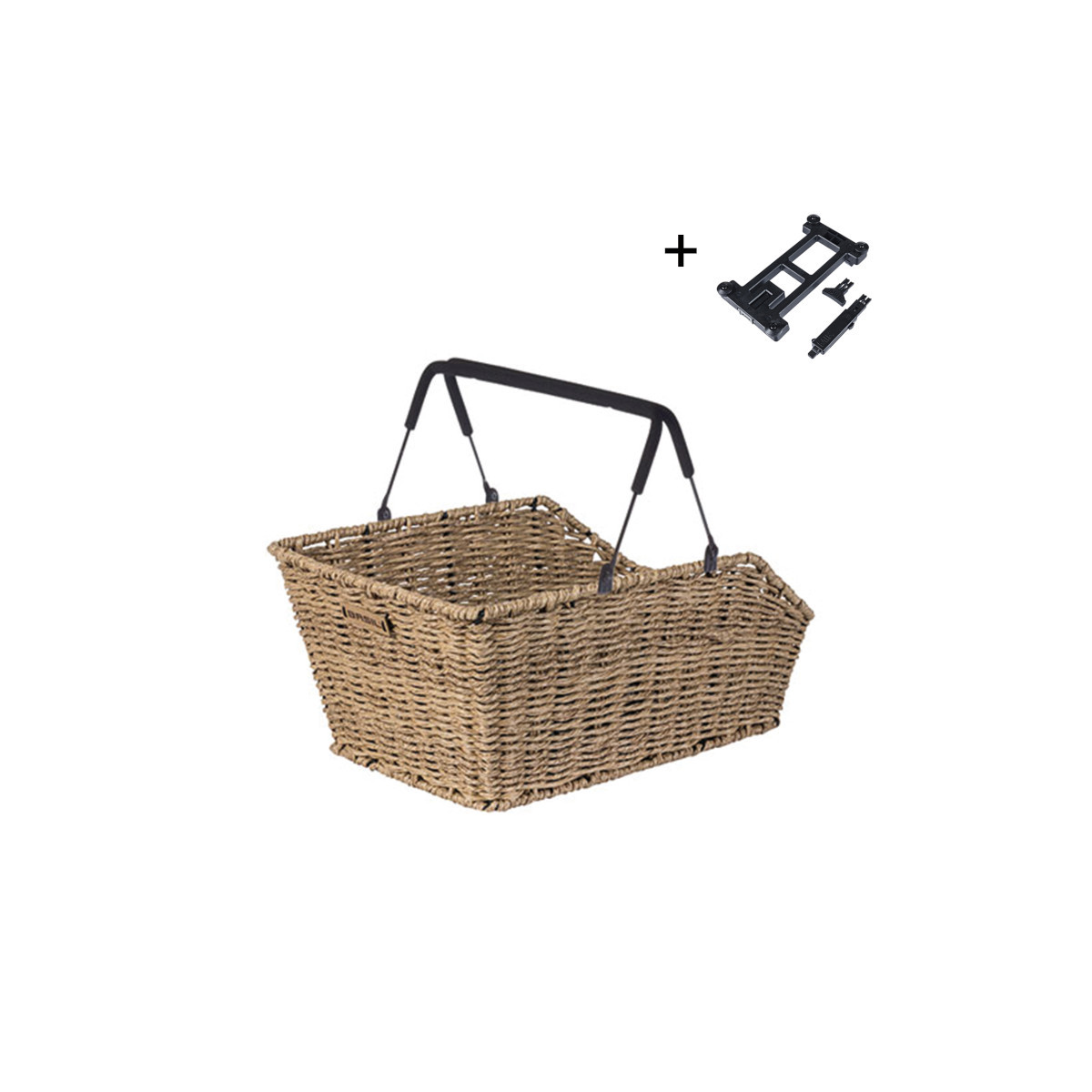 Basil Cento Rattan Look panier de vélo arrière MIK,seagrass