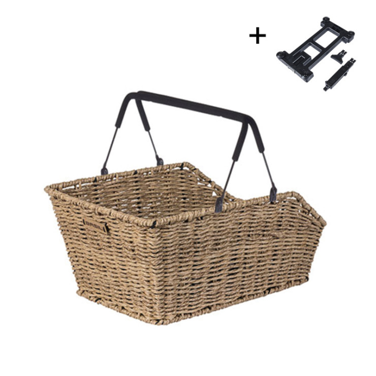 Basil Cento Rattan Look panier de vélo arrière MIK,seagrass