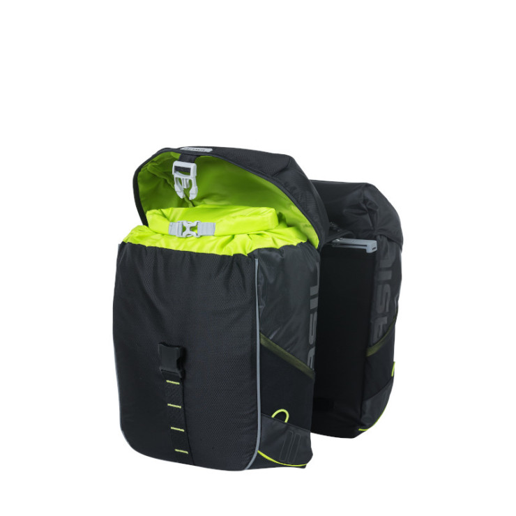 Basil Miles sacoche double MIK, 34L, black lime