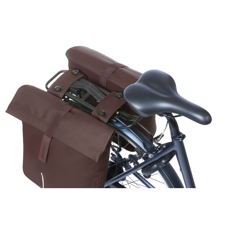 Basil City sacoche double de vélo MIK, 28-32L, roasted brown