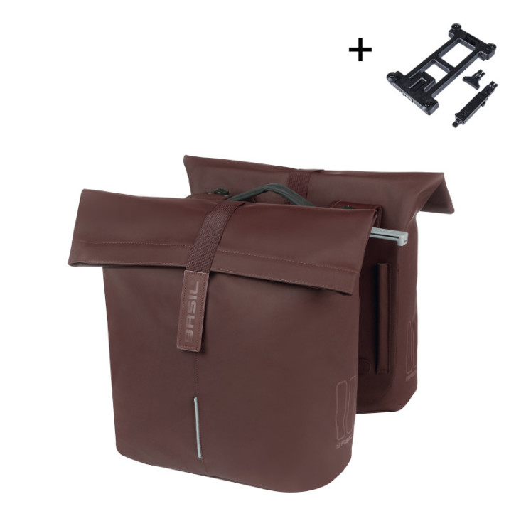 Basil City sacoche double de vélo MIK, 28-32L, roasted brown