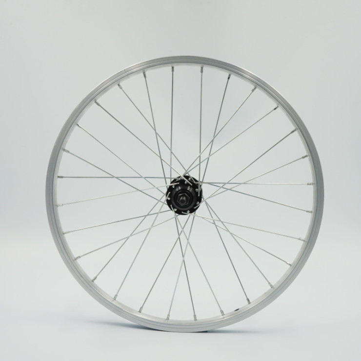 Roue 20" ARR, RL 1vit, jante alu simple paroi argent, écrous