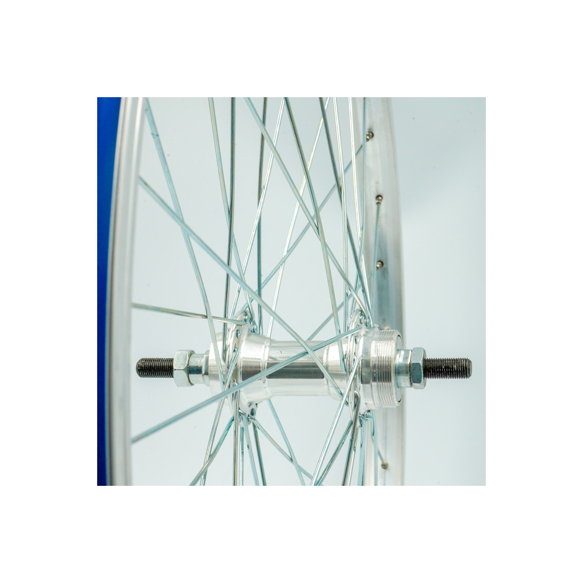 Roue 24" ARR, RL 1vit, jante alu simple paroi argent, écrous