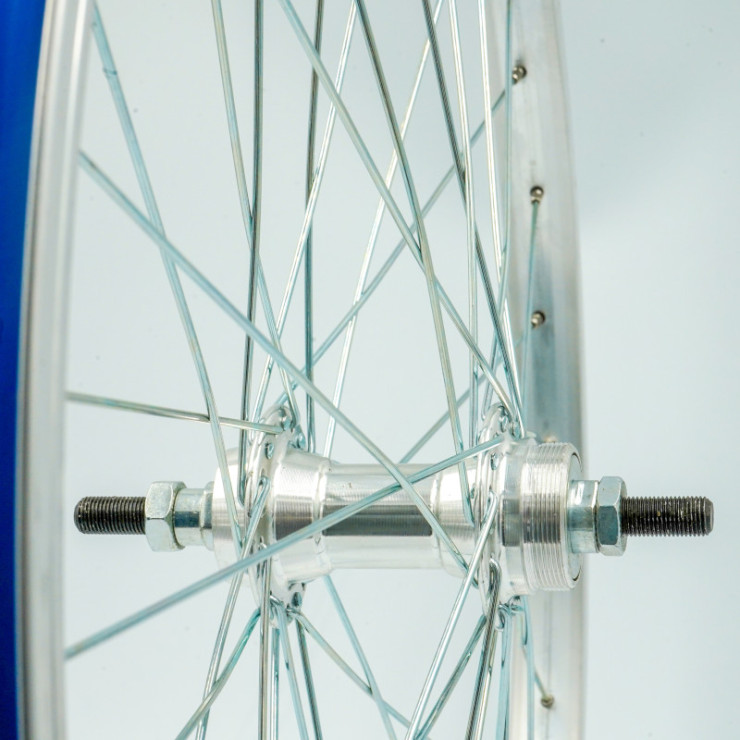 Roue 24" ARR, RL 1vit, jante alu simple paroi argent, écrous