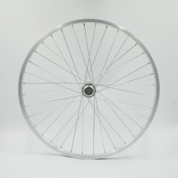 Roue 24" ARR, RL 7vit, jante alu simple paroi argent, écrous