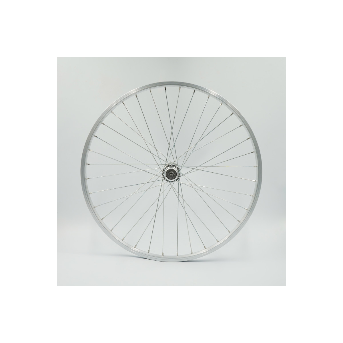 Roue 24" ARR, RL 7vit, jante alu simple paroi argent, écrous