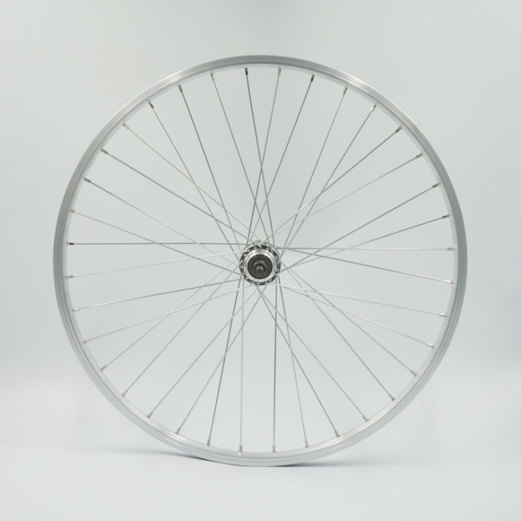 Roue 24" ARR, RL 7vit, jante alu simple paroi argent, écrous