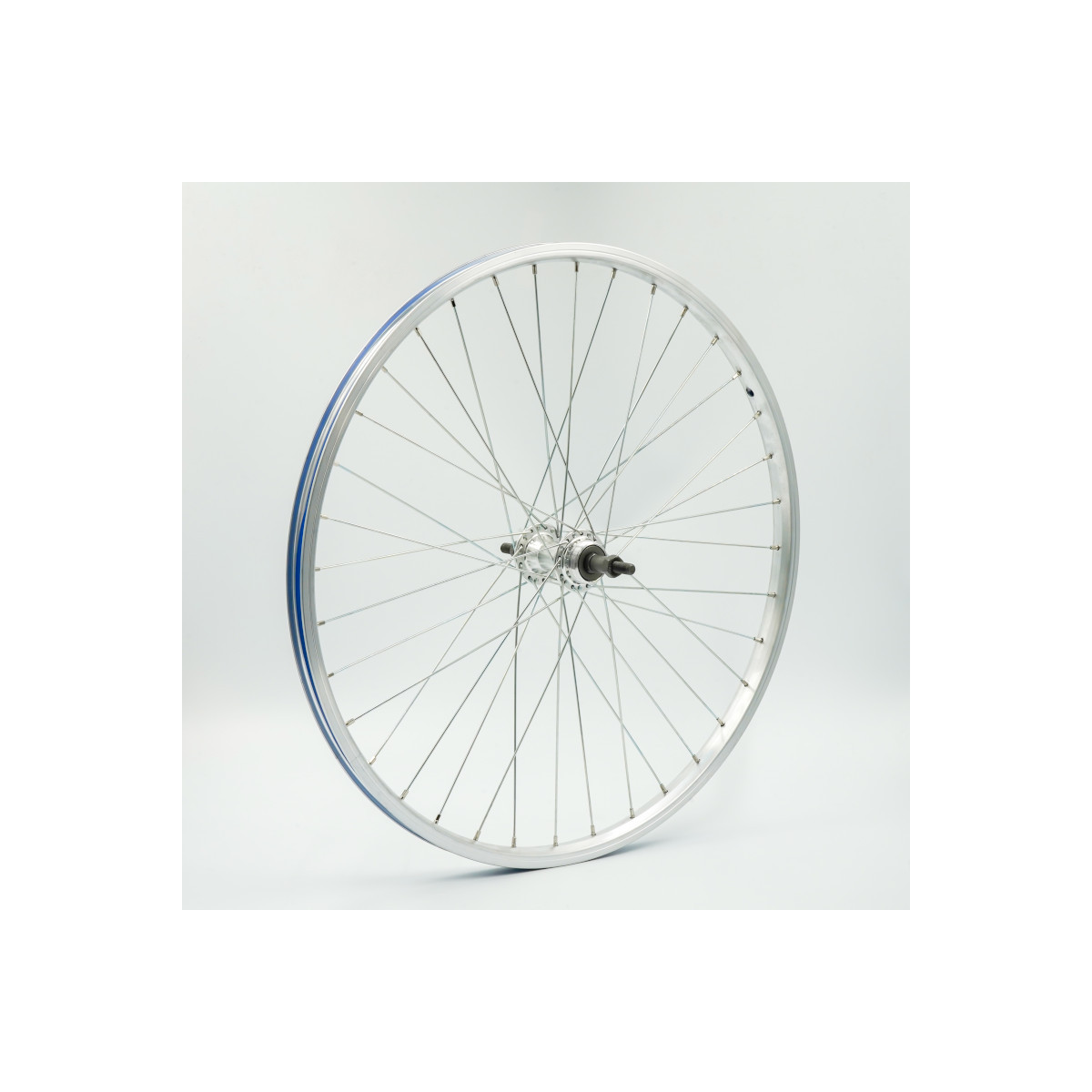 Roue 24" ARR, RL 7vit, jante alu simple paroi argent, écrous