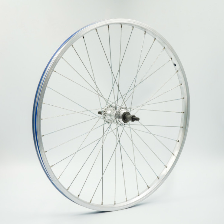 Roue 24" ARR, RL 7vit, jante alu simple paroi argent, écrous