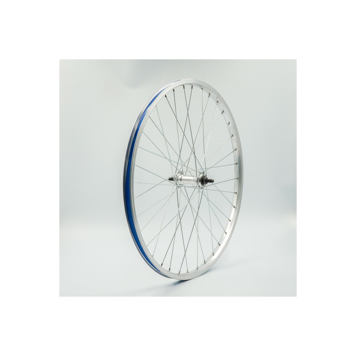 Roue 24" AV, jante alu simple paroi argent, écrous