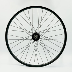 Roue 24" AV, jante alu double paroi noire, disc 6 trous, QR10