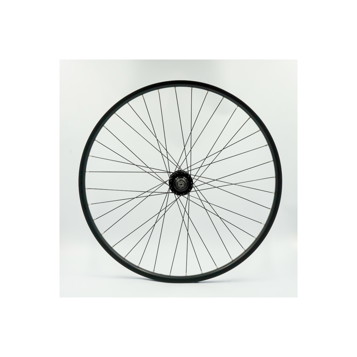 Roue 26" AV, jante alu double paroi noire,disc 6 trous, QR10