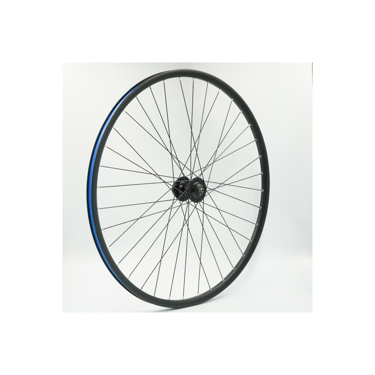 Roue 700VTC AV, jante alu double paroi noire, disc 6t, QR10