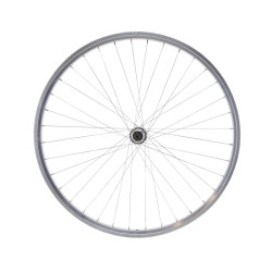 Roda traseira 700 VTC, parede dupla, prateada, calço, QR10