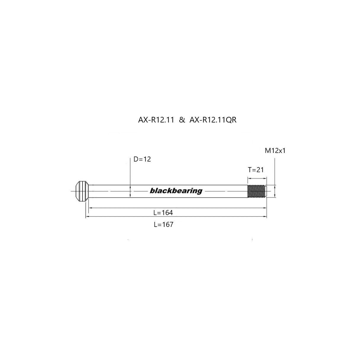BLACKBEARING eje rueda trasera 166-M12x1-20mm