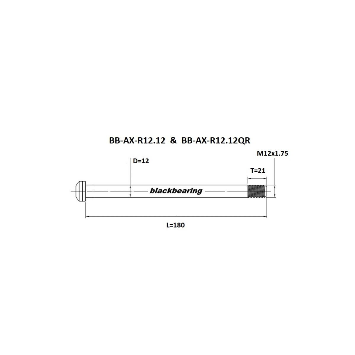 BLACKBEARING eixo da roda traseira 180-M12x1.75-20mm