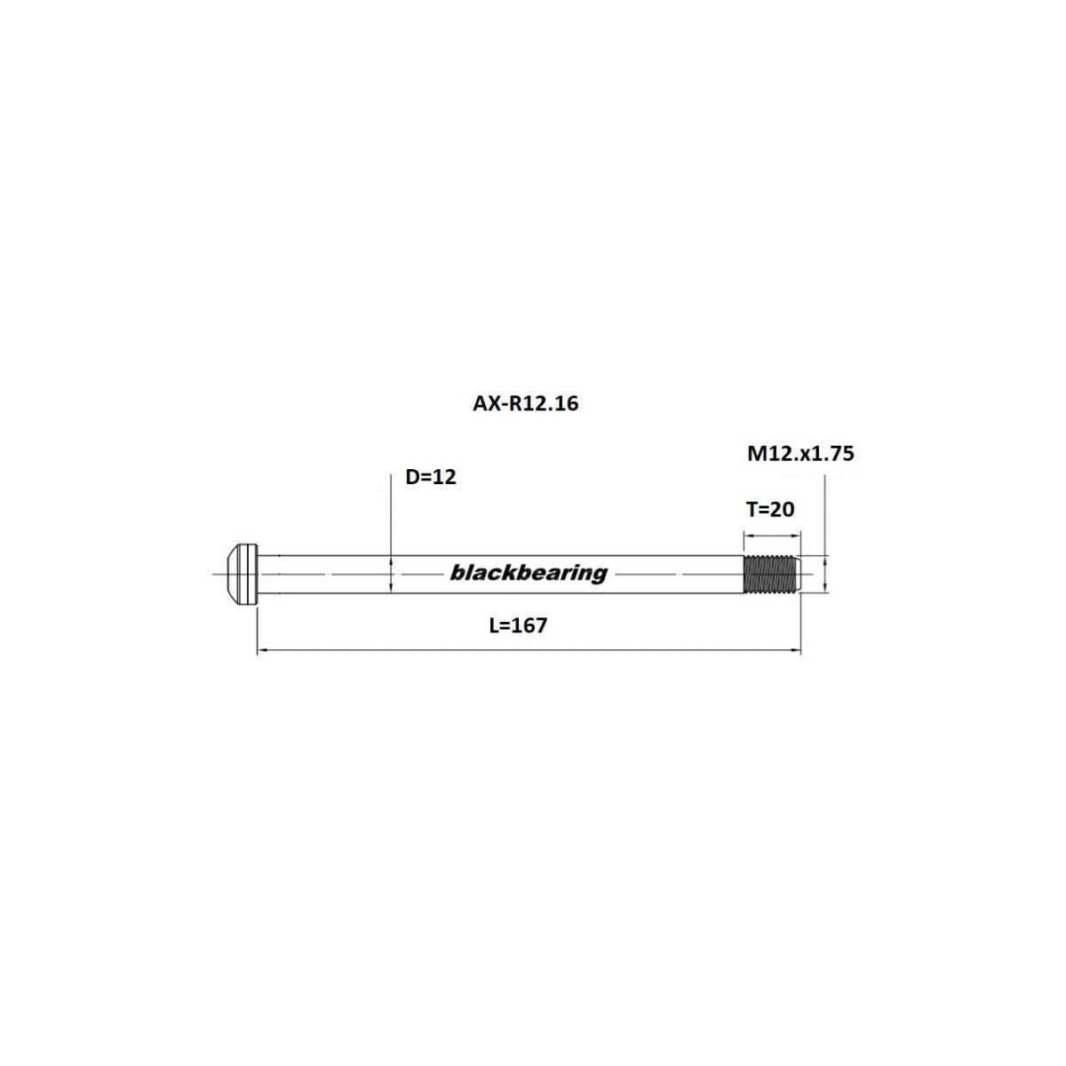 Eje de rueda trasera BLACKBEARING 167-M12x1.75-20mm