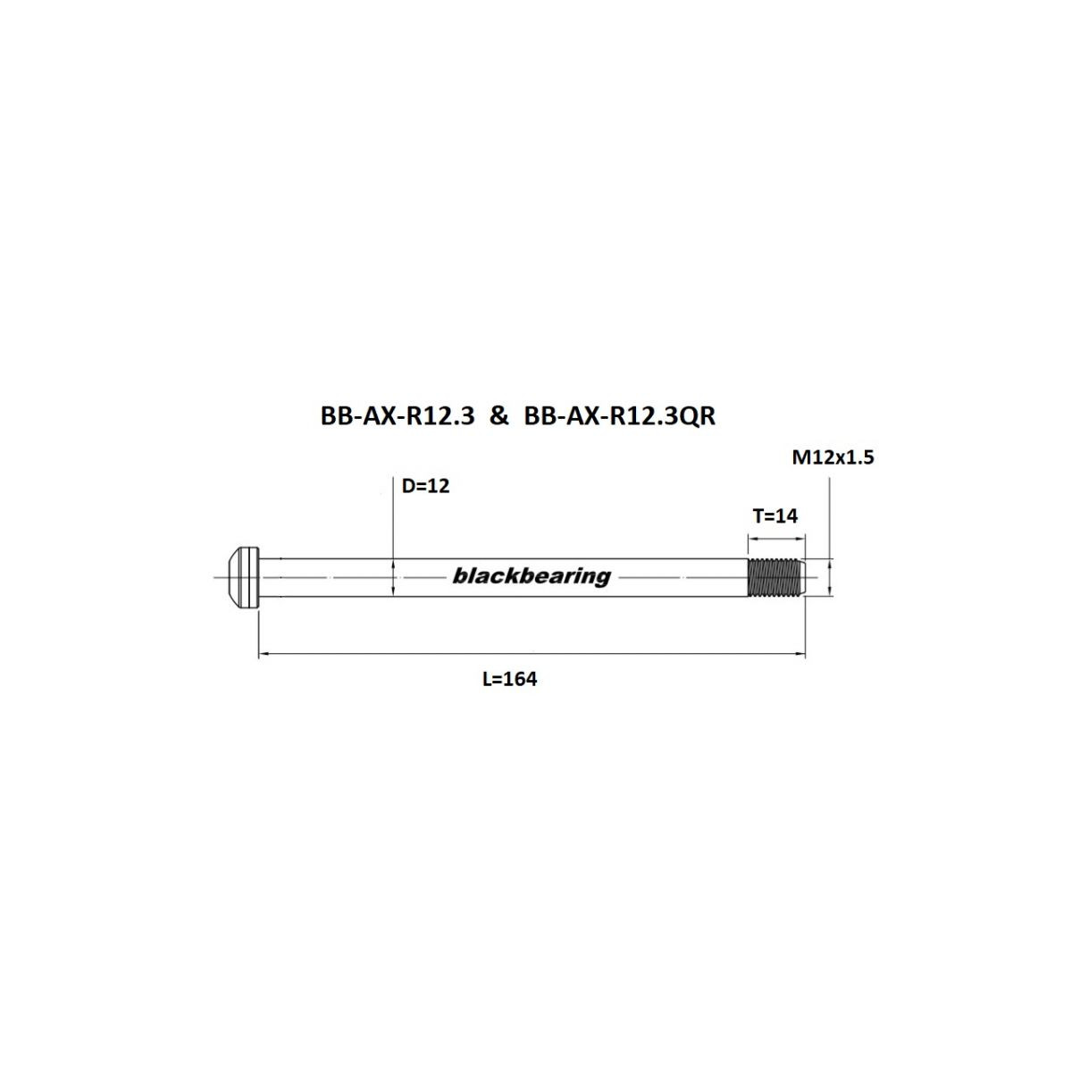 Eje de rueda trasera BLACKBEARING 163.5-M12x1.5-13.5mm