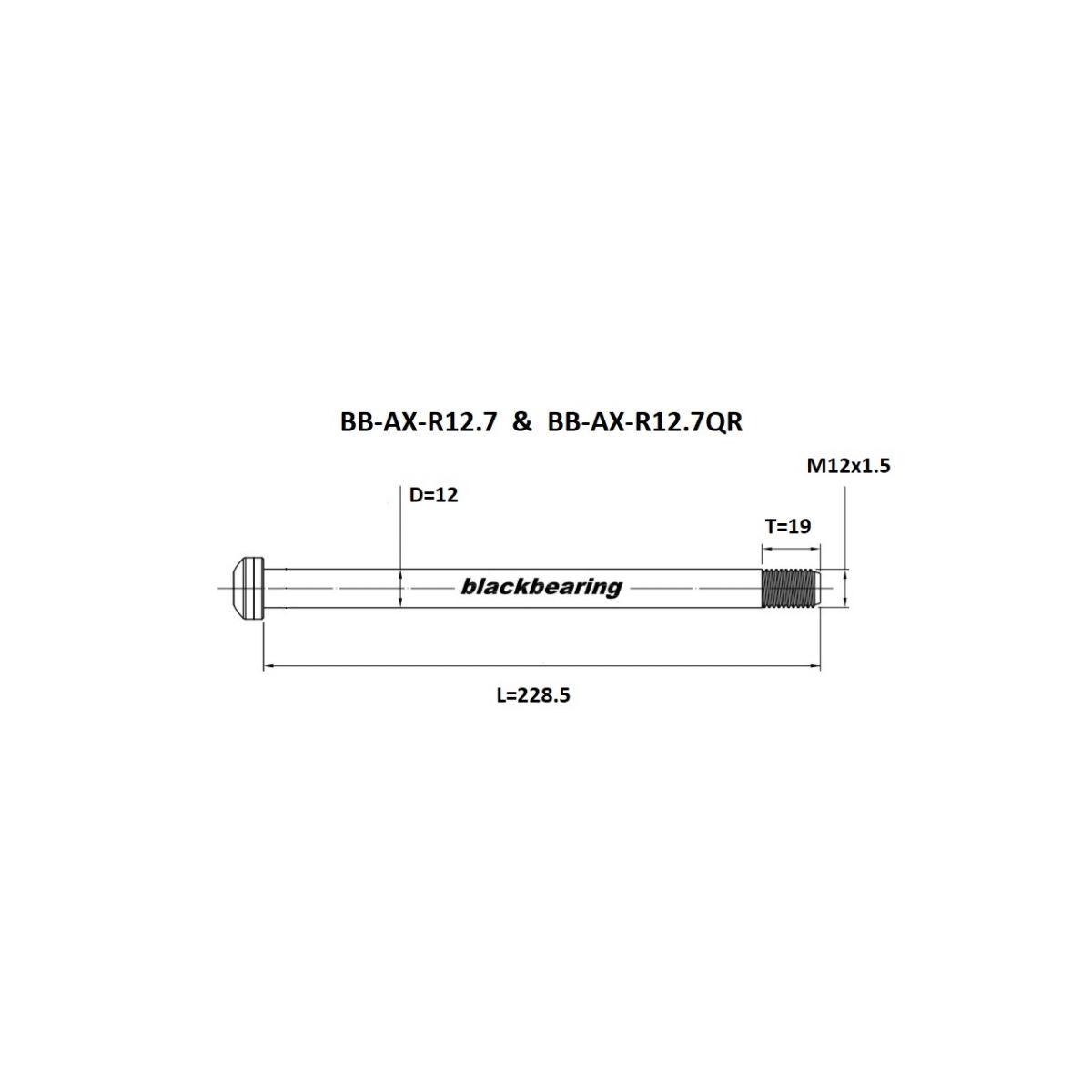 Eje de rueda trasera BLACKBEARING 227-M12x1.5-18mm