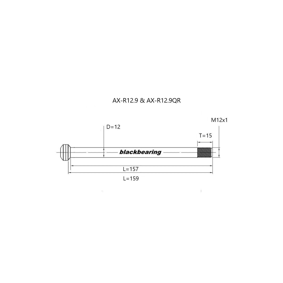BLACKBEARING eixo da roda traseira 159-M12x1-15mm