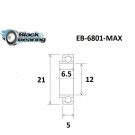 Rodamiento con anillo extendido BLACKBEARING 12 x 21 x 5/6.5mm MAX