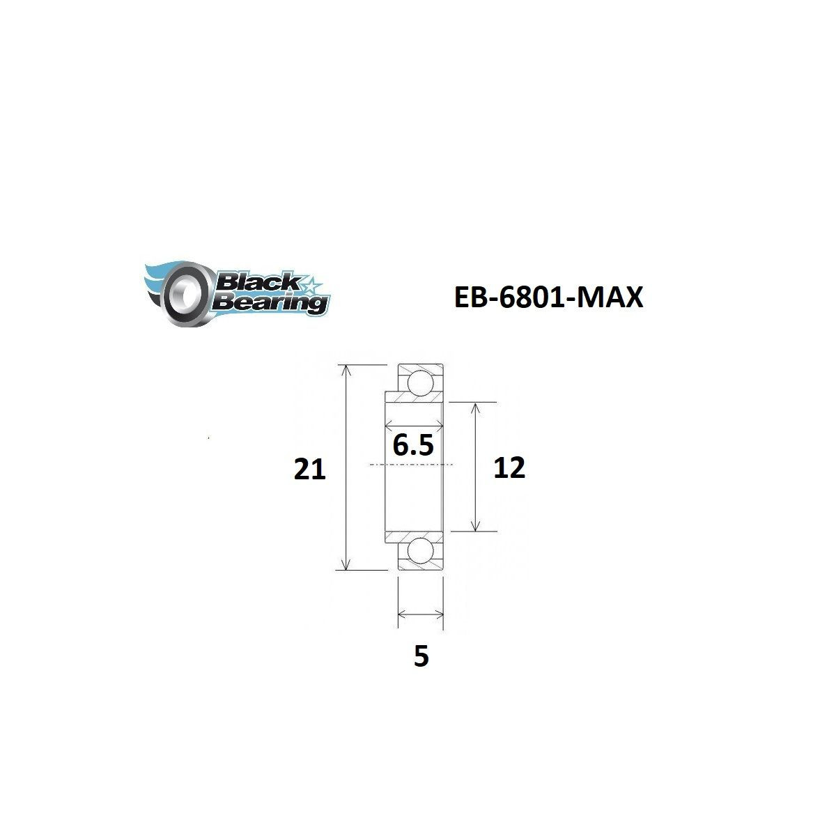 Rodamiento con anillo extendido BLACKBEARING 12 x 21 x 5/6.5mm MAX