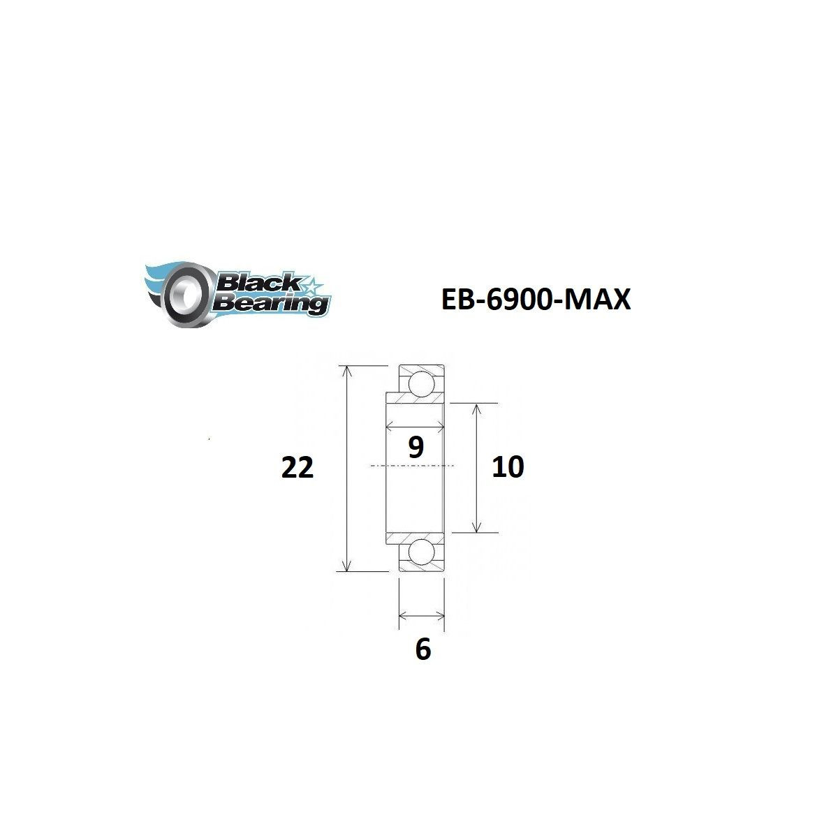 Rodamiento con anillo extendido BLACKBEARING 10 x 22 x 6/9mm MAX