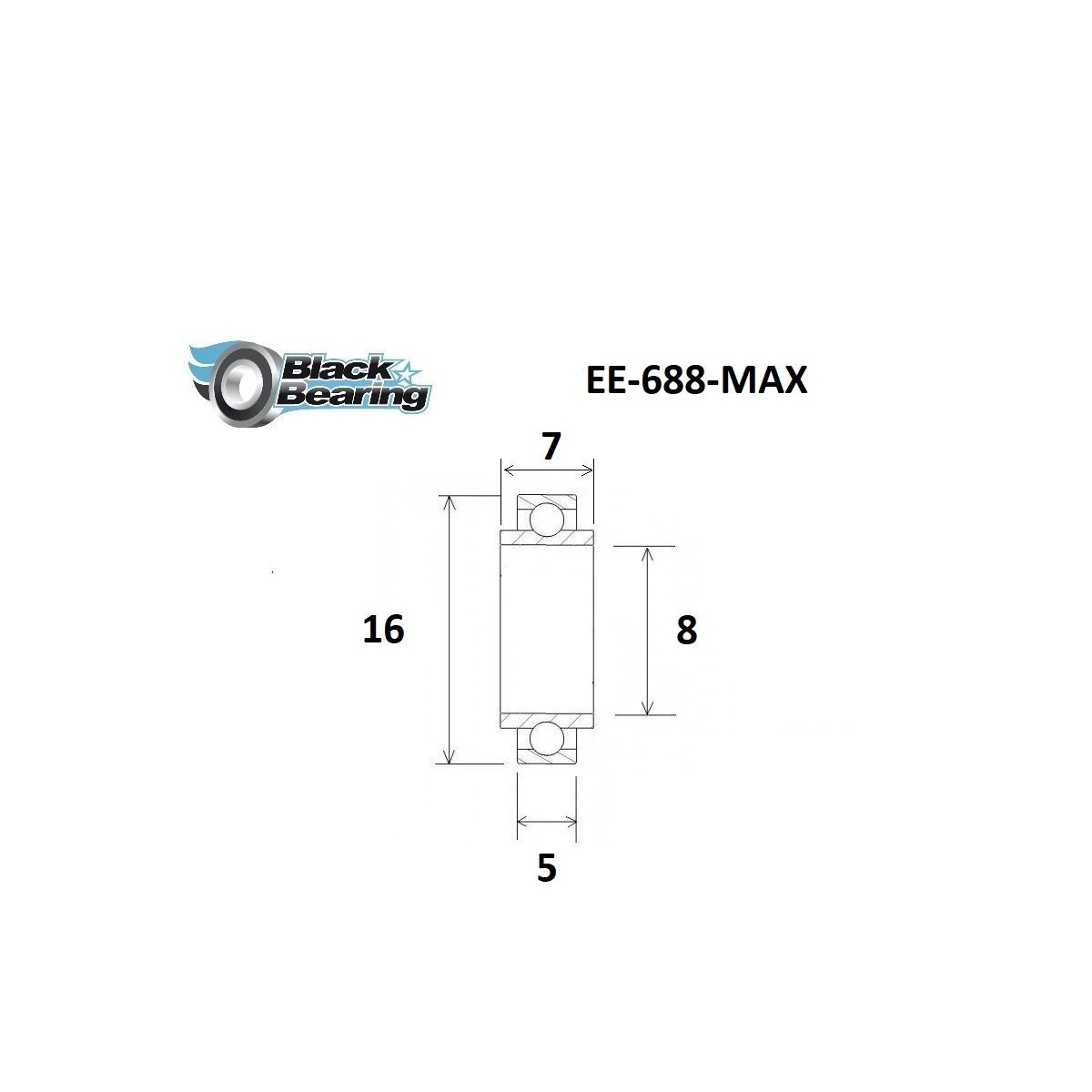 Rodamiento con anillo extendido BLACKBEARING 7 x 16 x 5/7mm MAX