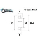 Rolamento com anel alargado BLACKBEARING 12 x 24/26 x 5/7mm MAX