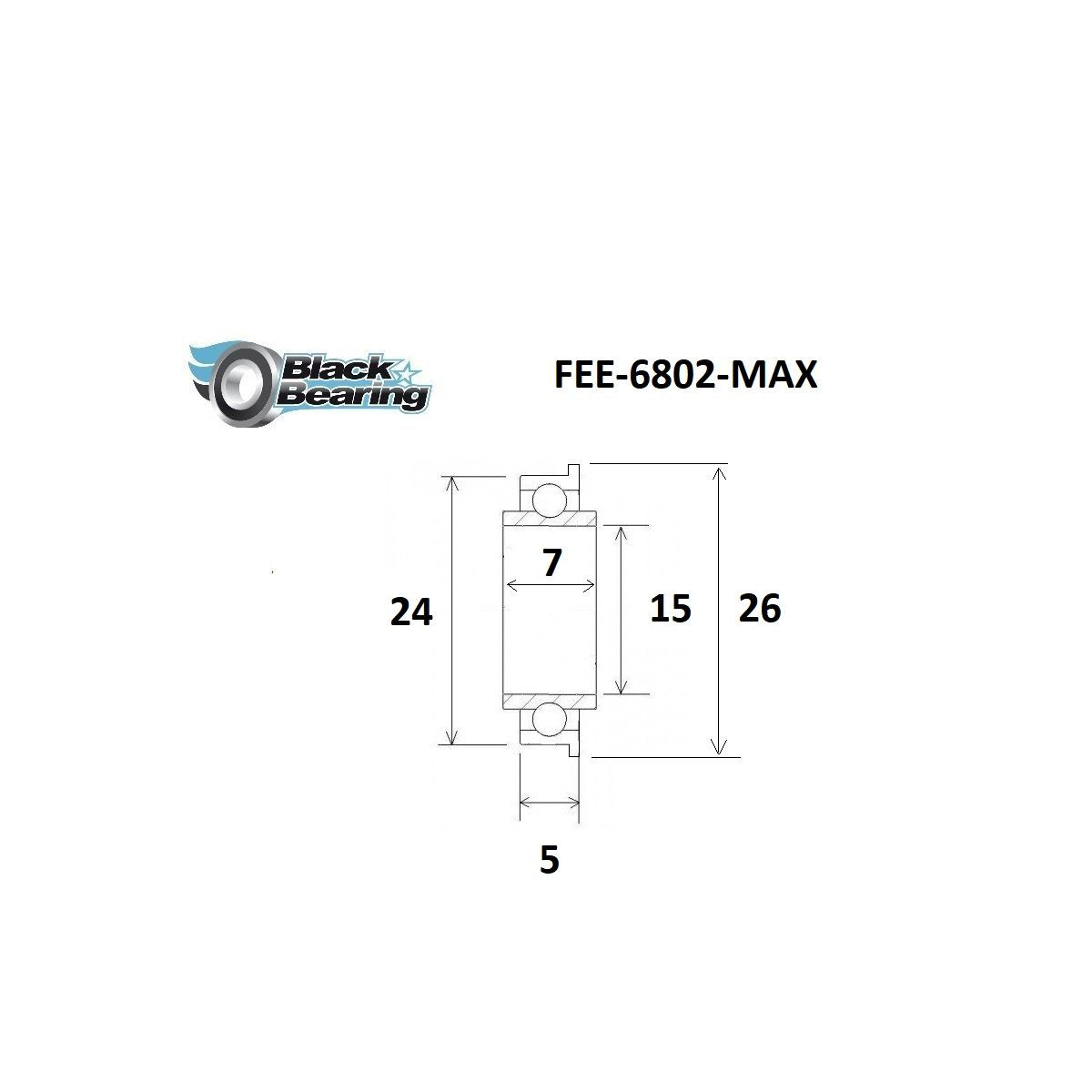Rolamento com anel alargado BLACKBEARING 15 x 24/26 x 5/7mm MAX