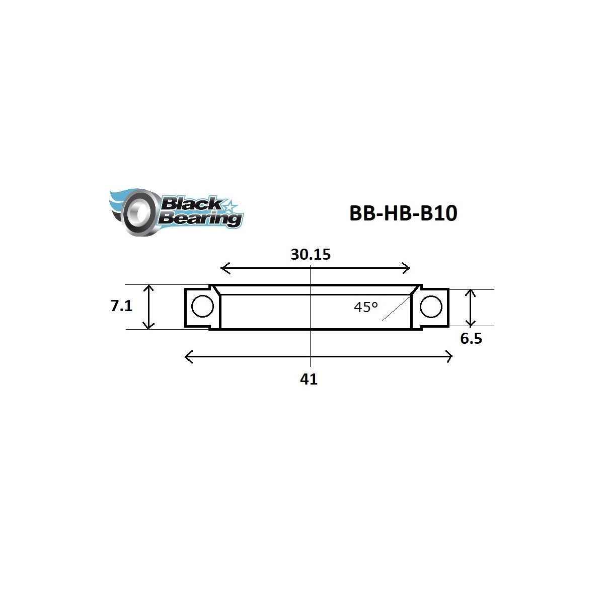 BLACKBEARING 30,15 x 41 x 6,5/7.1mm - 45/90° rolamento de direção
