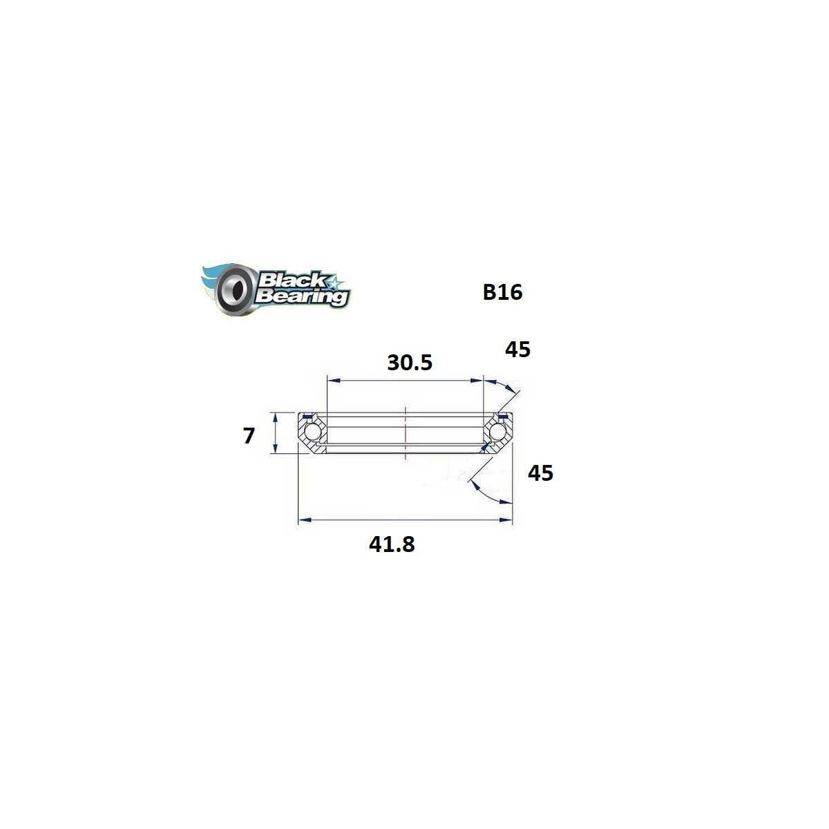 Rolamento da caixa de direção BLACKBEARING 30,5 x 41,8 x 7mm - 45/45° - blackbeading
