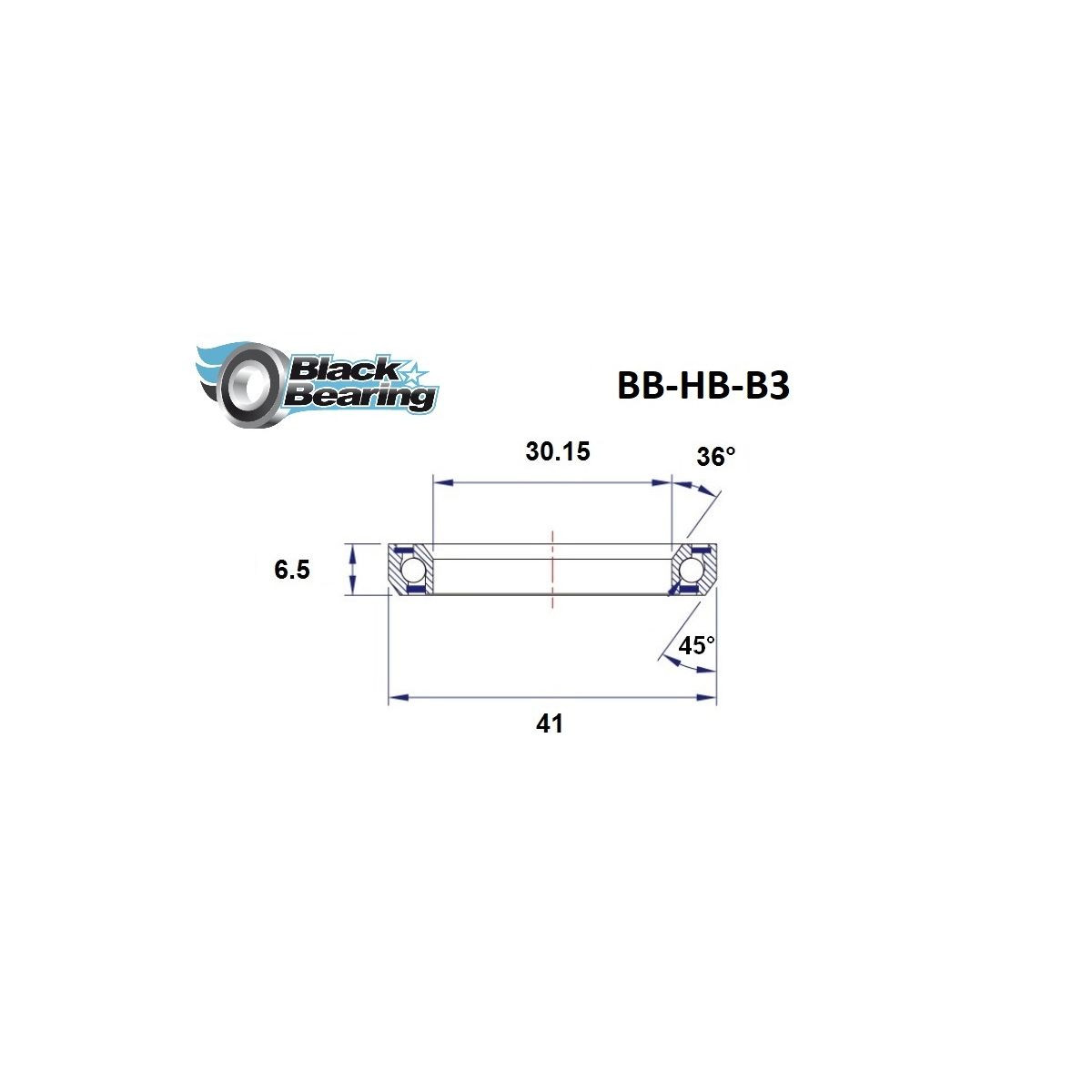 BLACKBEARING 30.15 x 41 x 6.5mm - Cojinete de dirección 36/45
